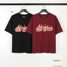 Drevv Skate House Designer Fashion Clothing Luxury Tshirts Smiling Face Flame Letter Summer Couple High Street Fashion Loose Couple T-S 7794
