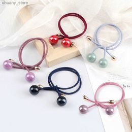 Hair Rubber Bands Girl Colourful Ball Pendant Hair Band Accessories Creative Bowknot Headband Women Elastic Double Layer Scrunchies Ponytail Holder Y240417