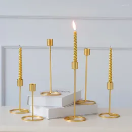Candle Holders European Metal Holder Simple Gold Wedding Decoration Bar Party Living Room Home Decor