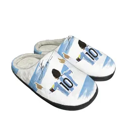 Slippers Internacional Soccer Football Miami No 10 Argentina Home Cotton Mens Womens Plush Bedroom Indoor Customized Shoe