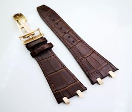 27mm Brown high quality Leather Strap 18mm Deployment Clasp Strap 4 Connector 4 Screw 2 Link for AP Royal Oak 15400153009068645