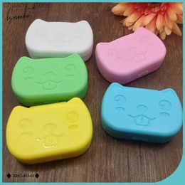 Sunglasses Cases Lymouko Multicolor Cute Portable Mini Cat Plastic Contact Lens Case Kit Easy Carry Contact Lenses Box Y240416