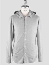 Mens Hoodies Spring Grey Cotton Enamel Button kiton Hooded Shirt Coat