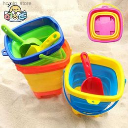 Sand Play Water Fun Childrens beach toys childrens water toys foldable portable sand bucket summer outdoor toys beach games Y240416
