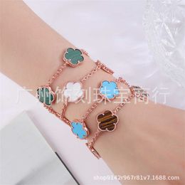 Designer Jewelry Luxury Bracelet Link Chain Vanca bracelets classic five leaf large flower bracelets fashionable rose gold bracelet accessories batch