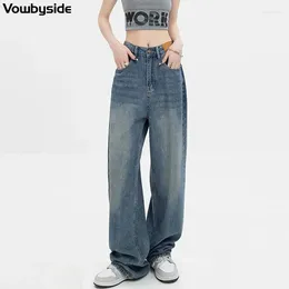 Women's Jeans Fashion High Waist Straight Denim Trousers Loose Casual Pants
