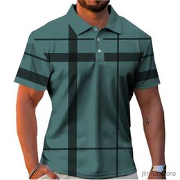 Men's T-Shirts Fashion MenS Polo Shirt 3D Stripe Printed T-Shirt Summer Men Clothing Simple Pattern Short Sleeve Top Street MenS Polo Shirts