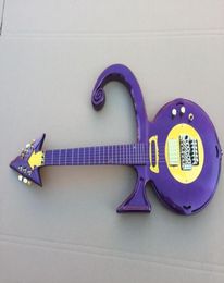 Unique Guitar Rare Shaped Guitar Metallic Purple Prince Symbol Electric Guitar Floyd Rose Tremolo Bridge Gold Hardware Top Selling8757133