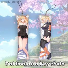 Keychains Lanyards 4x12cmKonosuba Darkness Dakimakura Keychain Double Sided Mini Anime Body Key Chain Ornament Cosplay Anime Keychain Y240417