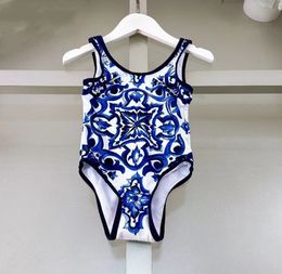 2024 Summer Girls Swimsuit One Piece Swimsuit Flower Leopard Printing Swimwear For Children Summer Bikini Bathing Suit