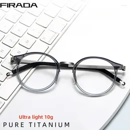 Sunglasses Frames FIRADA Fashion Comfortable Glasses Vintage Luxury Pure Titanium Eyewear Round Prescription Eyeglasses Frame Men Women