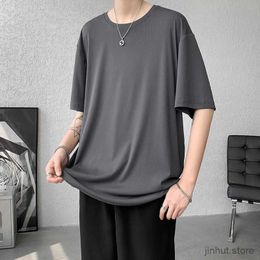 Men's T-Shirts Summer Ice Silk Half Sleeve Mens Women T-shirt Loose Casual Quick-dry T Shirt O Neck Solid Colour Breathable Oversize 8XL-M