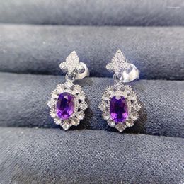 Stud Earrings Natural Real Purple Amethyst Earring Flower Style 4 6mm 0.5ct 2pcs Gemstone 925 Sterling Silver Fine Jewellery L243170