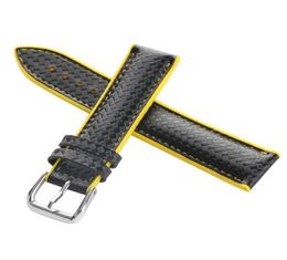 High Quality 18mm 20mm 22mm BlackYellowOrange Leather Watch Band Wristwatch Replacement Strap Pin Buckle with Spring Bars5862748