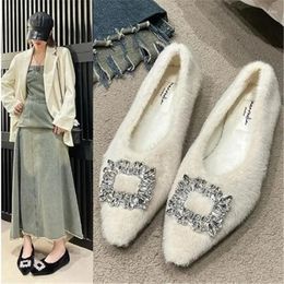 Casual Shoes 2024 Spring Autumn Women Cotton Loafer Flats Fashion Rhinestone Slip On Ladies Women's Comfort Warm House