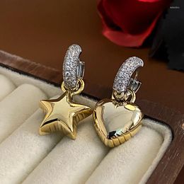 Dangle Earrings XIALUOKE Geometric Asymmetry Star Heart Women European American Style Personality Crystal Ear Buckle Jewellery