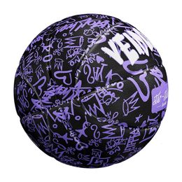 Black Purple Rubber Basketball Ball Official Size 7 Free Needle Net Pump Outdoor Durable Basket 240402