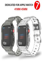 Transparent Glacier StrapCase for Apple Watch 7 Band Series 41MM 45MM Silicone Bracelets for IWatch 7 Clear Sports Watchband 38MM3158291