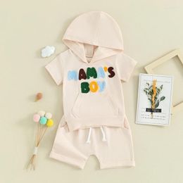 Clothing Sets FOCUSNORM 0-3Y Infant Baby Boys Clothes Set 2pcs Letter Embroidery Short Sleeve Hooded T-shirt With Shorts Summer Outfit