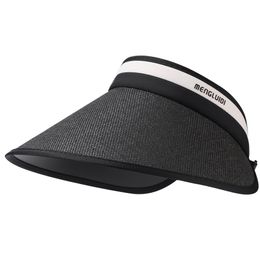 Foldable Sun Straw Hats Roll-up Ponytail Wide Brim Summer Visor for Womens Beach Hat Packable Sunscreen UPF UV Travel Braid Visor with Ribbon Binding