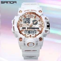 Wristwatches SANDA Style Ladies' Watches 50M Waterproof Outdoor Sports Military Quartz Watch For Women LED Digital Wristwatch Clock