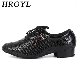 Dance Shoes HROYL Men's Standard Ballroom Dancing For Men 2.5CM Heel Snake Skin Pattern Soft Design Bigger Size