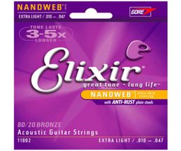 3 sets lot Elixir 11002 Nanoweb ultra thin coating Acoustic guitar strings Extra Light 010047 elixir strings9987182