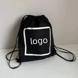 Wholesale Black White Canvas Bag Classic Logo Printed Backpack Large Capacity Shopping Bag Single Shoulder Bag Beach Portable Environmental Bags
