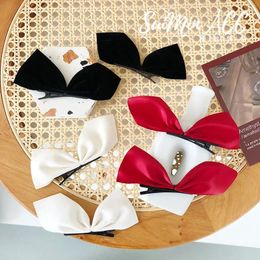 Hair Accessories 2PCS Korean Satin Bow Hairpins Children Sweet Headwear Girls Cute Clips Woman Barrettes Hairgrips