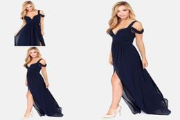 Sexy Bariano Ozean von Elegance Navy Blue Low geschnittene Chiffon Semi Formal Long Event Dress Kleid 20177897085