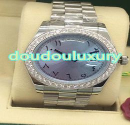 High quality men039s watch light blue dial Arabia number scale fashion diamond wristwatches fully automatic mechanical watch6462428