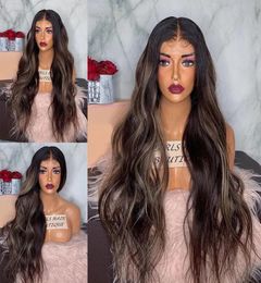 26 Inches Long Wavy Highlight Full Lace Human Hair Wigs with Baby Hair 150Density Pre Plucked 360 Lace Frontal Wigs Bleached Knot7112086