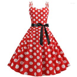 Casual Dresses Amazon Selling Polka Dot Large Swing Dress Sling