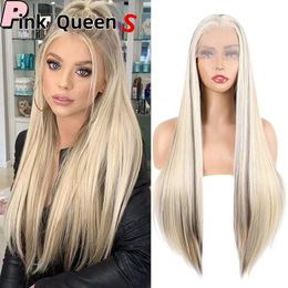 Ombre Colour Europe America Womens 13X4 Synthetic Lace front Wig Glueless Frontal Wigs for Women Straight Wig Heat Resistant Fibre Party Laces wigs windy glueless