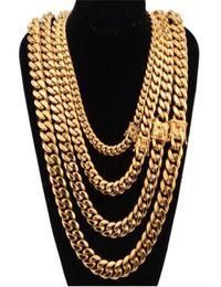 Stainless Steel 18K Gold Plated Necklace High Polished Miami Cuba Link Chain Jewellery Necklace Men Punk Hip Hop Chain 8mm 10mm 12mm3495334