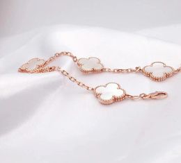 classic Have stamp high quality chain Four Leaf Clover 5 colors Link Bracelets 18K Gold for Women Girls Valentine039s Jewelry 95308051