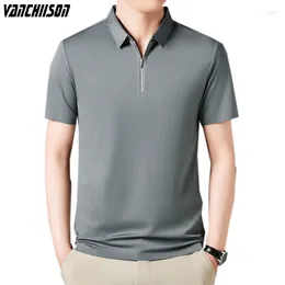 Men's Polos Men Cotton Polo Shirt Tops Short Sleeve For Summer Solid Colour Korean Style Zipper Neck Casual Male Fashion Clothing 00627