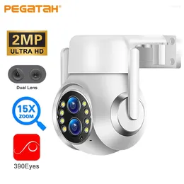 Dual Lens 4mm -12mm 15X Zoom PTZ WiFi IP Camera Outdoor AI Human Tracking 2-Way Audio Smart Home Security Cameras