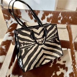 Bag Zebra Print Tot Real Cowhide 2024 Trendy Large-capacity Fashion All-match Shoulder Designer Handbags High Quality Purses