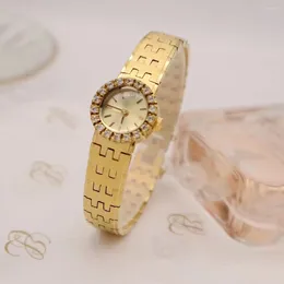 Wristwatches Mediaeval Handicrafts 2024 Vintage Quartz Women's Watch Antique 18K Gold Plated Diamonds High Quality Luxury Gifts To Lovers