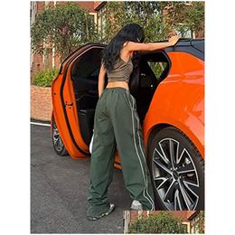 Womens Plus Size Pants Track Baggy Wide Leg Parachute Loose Cargo Streetwear Drop Delivery Apparel Dhrjh