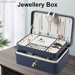 Accessories Packaging Organisers PU leather high-capacity Jewellery box double-layer earrings necklace storage box company Jewellery Organiser display Y240417