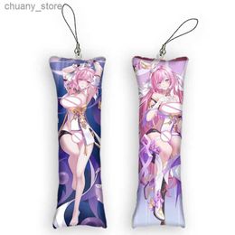 Keychains Lanyards 4x12cmHonkai Impact 3rd Elysia Dakimakura Mini Keychain Cute Anime Key Chain Decor Pendant Otaku Gift Backpack Pendants Y240417