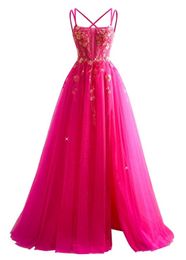 Spaghetti Long Prom Dresses Strapless Sequins Beading Sexy Backless Tulle A-Line Lace-up Plus Size Formal Occasion Evening Party Gown Pd11