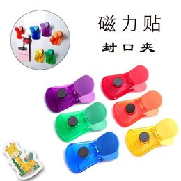 6pcs Kitchen Magnetic Plastic Bag Clips Ziplock Refrigerator Message Notes Strip Magnet Sticker Photo Home Sealing Clip