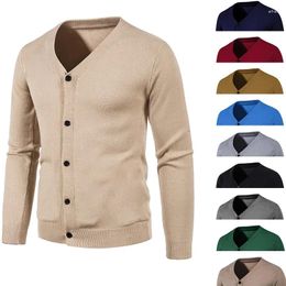 Men's Sweaters Spring Autumn Men Knitted Cardigan Thin V-neck Basic Elastic Slim Fit Sweater Solid Color Casual Versatile Male Coat