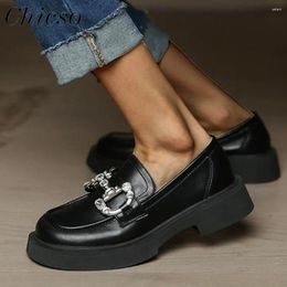 Casual Shoes Mary Jane Wome 2024 Spring Rhinestone Ladies British Style Loafer 35-40 Large-Sized Female Office Leather