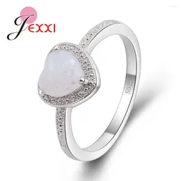 Cluster Rings Romintic Girlfriend Gift Heart Shape Opal Sweet 925 Sterling Silver Top Quality For Bride Wedding Finger Jewellery