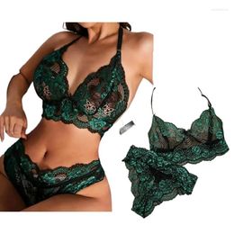 Bras Sets Women Exotic Sexy Sheer Floral Lace Pyjamas Lingerie Set High Waist Sleepwear Bra And Panty 2 Piece Nightwear S XXL