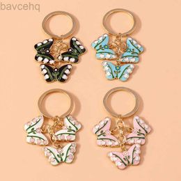 Keychains Lanyards Cute Colorful Butterfly Keychains Enamel Flying Animals Key Chains for Women Girls Handbag Key Chians DIY Jewelry Accessories d240417